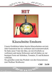 Ausschnitt aus der Speisekarte: Käseschnitte Emshorn